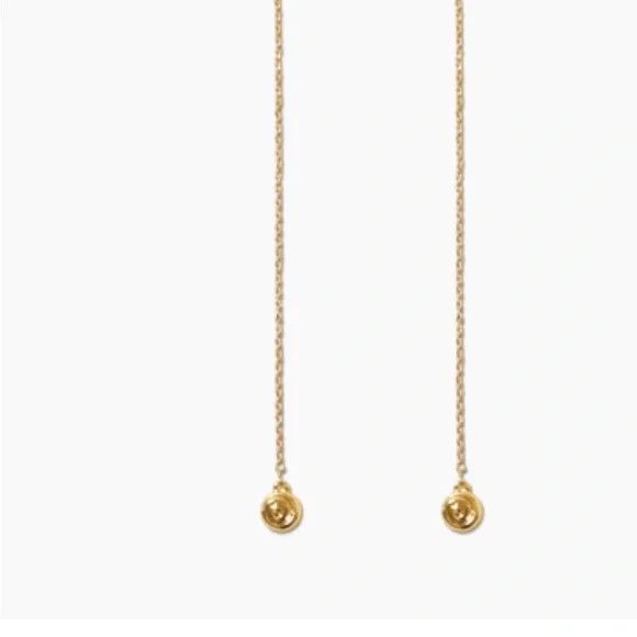 LUV AJ Elegant Shell Coil Threader Earrings NWT Waterproof Gold plated brass - Picture 4 of 5